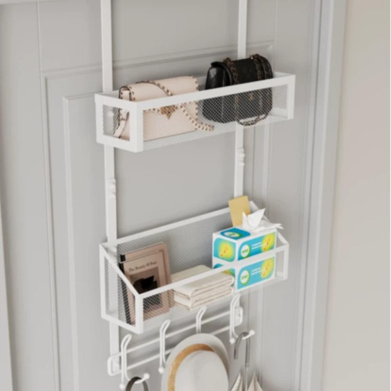 Двухслойная вешалка для полотенец на дверь с 4 крючками металлический крючок для полотенец на дверь декоративные органайзеры на дверь 3 Layers белый 3290₽