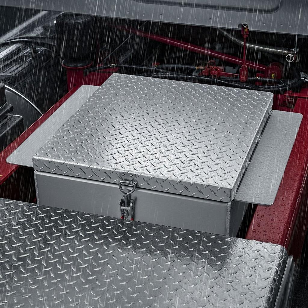 Truck Bed Tool Box, Heavy Duty Aluminum Tool Box with Diamond Plate, Storage Toolbox Chest Organizer Supports up to 100 kg, Ideal for Pickup, Truck