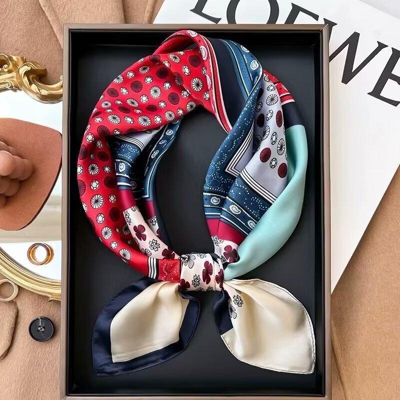 High-End Retro Korean-Style Silk Square Scarf: Versatile Fashion Accessory for Women