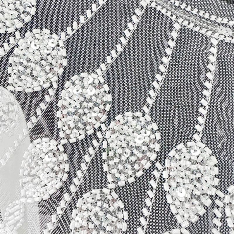 Beaded Sequins Sew on Collar Patches for Wedding Dress Evening Gown Embroidered Beads Sequins Sew on Patches Applique