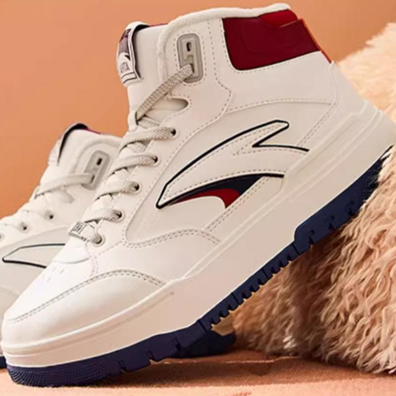 Anta 982 Fleece Comfort Warm Durable High-Top Skate Shoes Women Sneakers White Blue Red 122448961-2