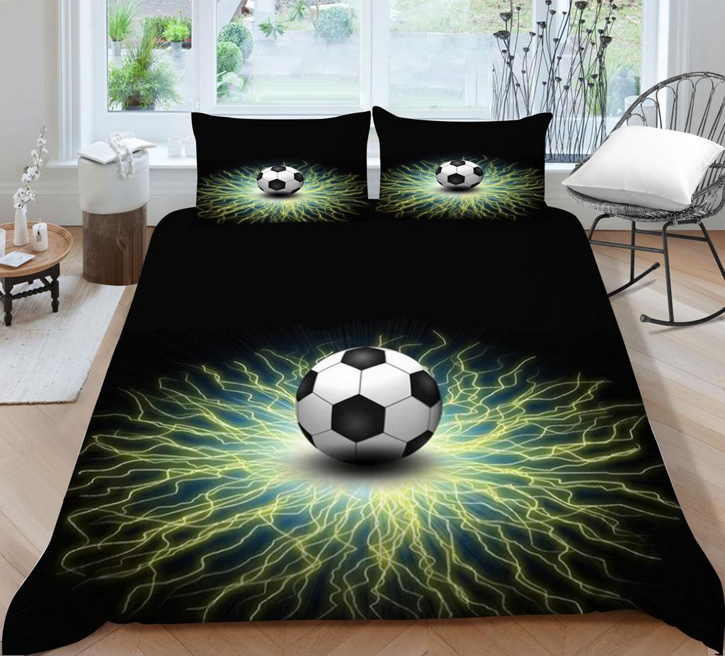 Football Series Quilt Cover Pillowcase Three-Piece Set Polyester Abraded 3D Digital Printing