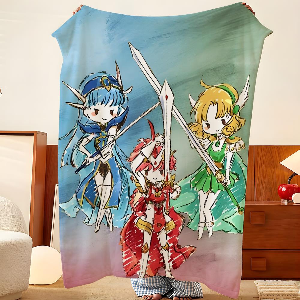 Anime M-Magic K-Knight R-Rayearth Throw Flannel Throw Blanket, Lightweight Cozy, Durable Washable cute Cool