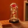Rose Glass Cover, Gold Foil Bouquet Led Glass Cover Tabletop Ornament, Creative Holiday Gifts