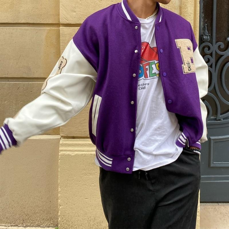 Giacca bomber da baseball donna Hip Hop Harajuku Bone Letter Patchwork giacche in pelle Streetwear uomo unisex