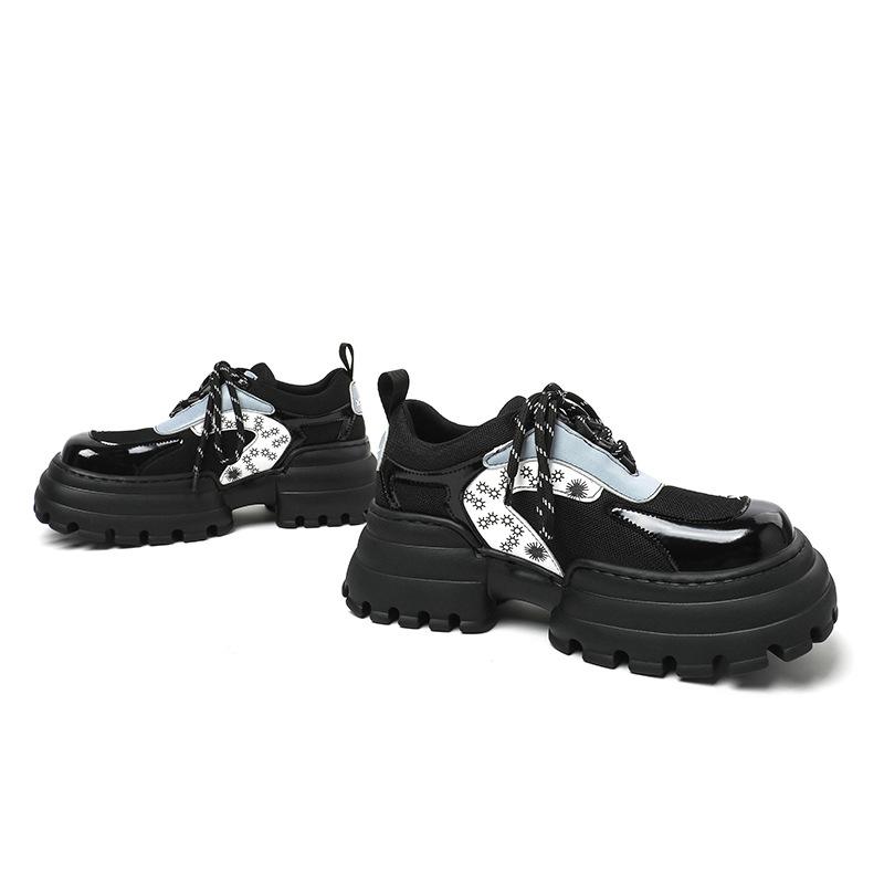 Winter Autumn Thick Sole Leather Shoes Women Retro Japanese Style Square Toe Casual Big Sport Head Doll Shoes