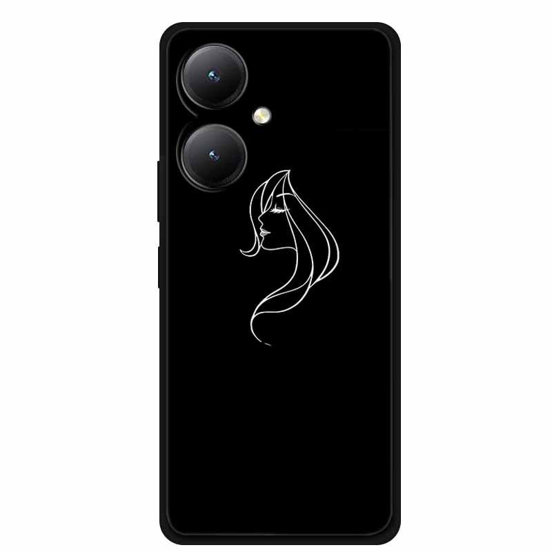 Black TPU Soft Case for Y27 4G, Y35, Y35m+, Y55T 5G Phones - Cross-Line Design