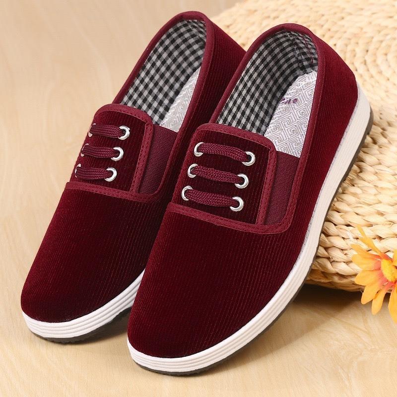 Spring and autumn couple cloth shoes velvet black cloth shoes soft sole wear-resistant work shoes versatile elastic mouth cloth shoes