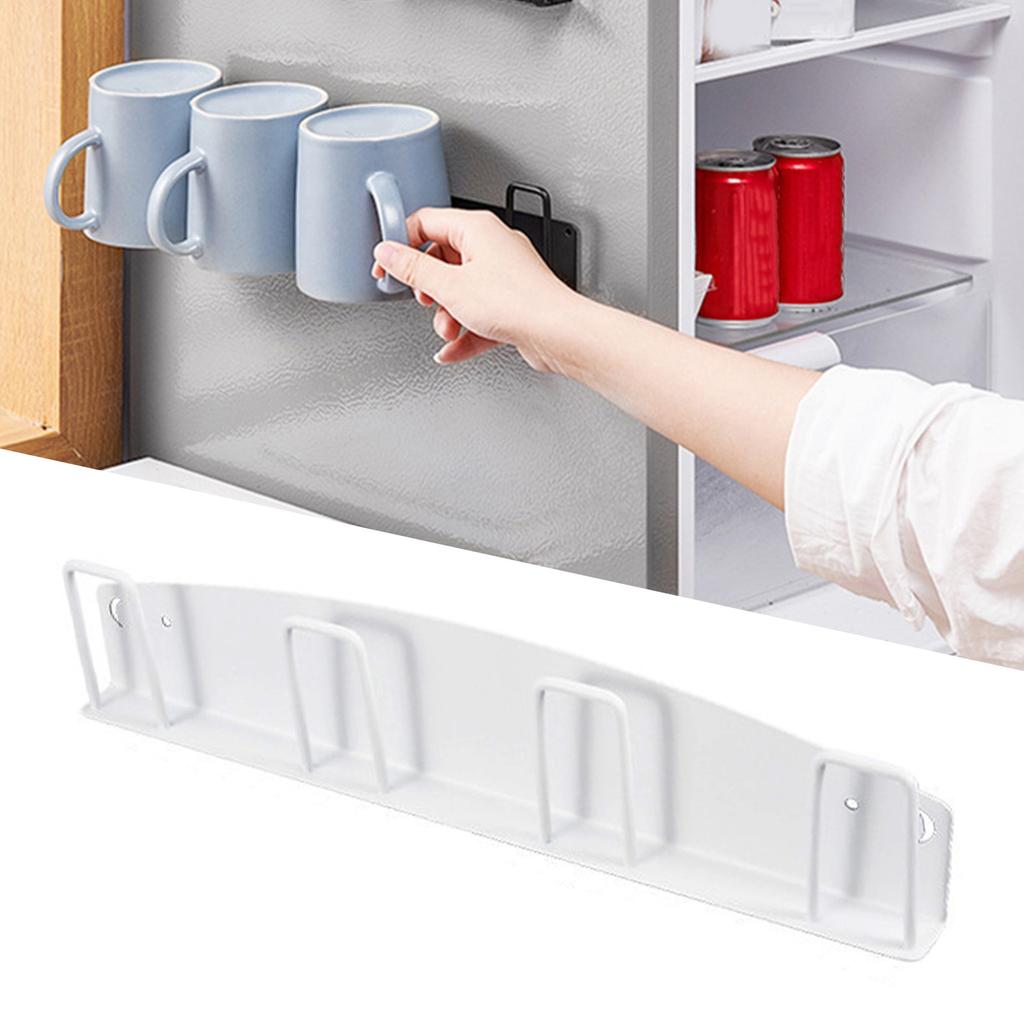 4 Cups Wall Mounted Mug Holder Magnetic Cup Hanging Rack No Drilling Cup Drying Stand for Kitchen Bathroom Living Room