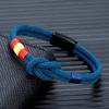 Herren Damen Spanien Flagge Doppelte Kordel Nautisches Seil Armband Gebürsteter Schwarzer Edelstahl Magnetverschluss Zubehör