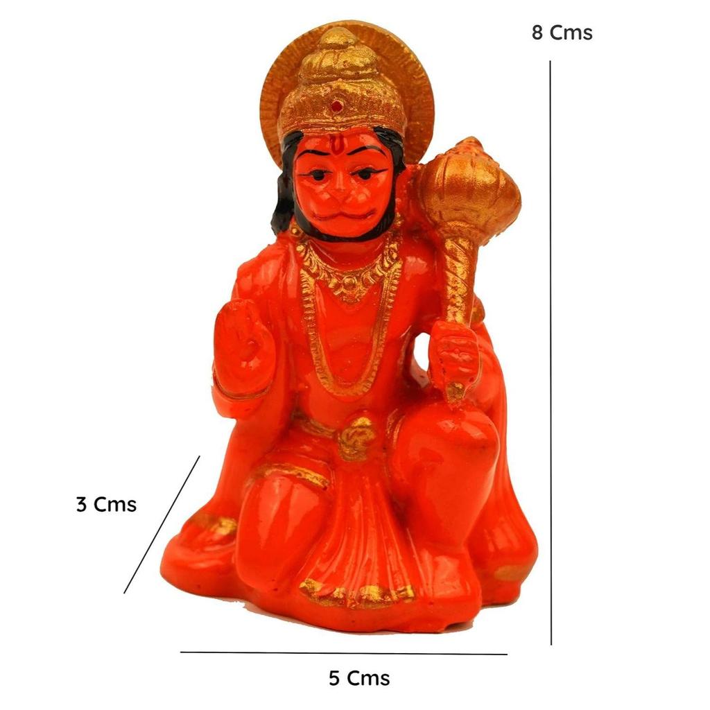 Servdharm Hanuman Ji Murti Idol Blessing with Gada Sitting Lord Balaji Bajrangbali Sankat Mochan Bhagwan Idol for Temple Car