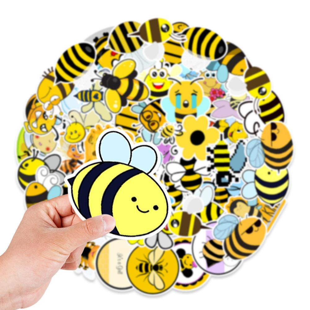 50 Cute Bee Doodle Stickers Suitcase Skateboard Mobile Phone Water Cup Decoration Stickers Creativity
