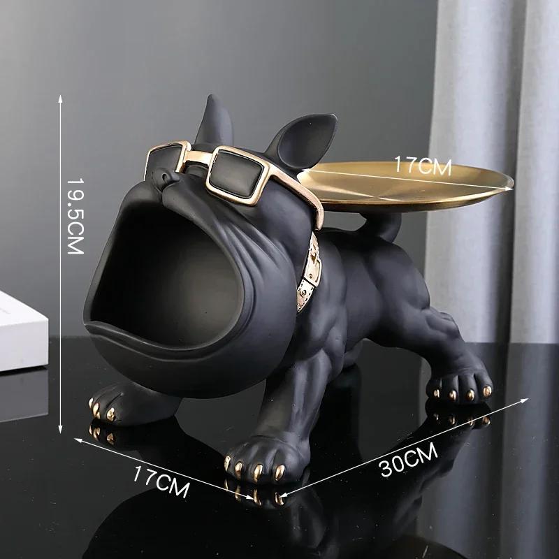 Large Resin Bulldog Storage Organizer Mobile Remote Control Car Candy Office Supplies Wallet Storage Rack Key Holder Desk Decor