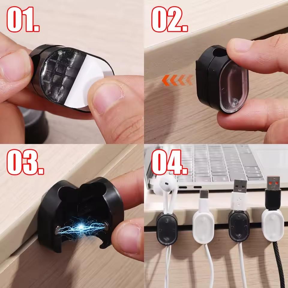 1-20Pcs Portable Magnetic Cable Clips Desktop Cord Organizer Wire Holder Strong Adhesive Magnetic Cable Management Home Office