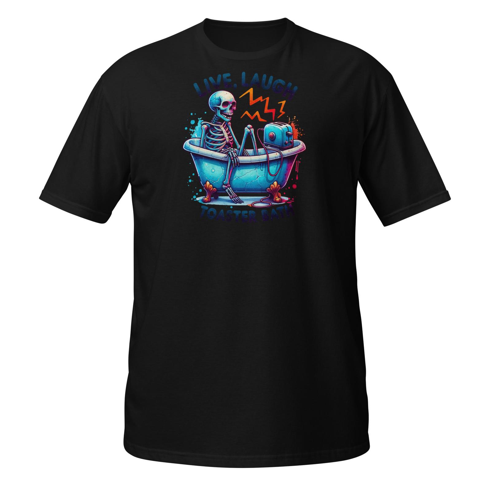 Футболка с тостером и скелетом в ванне | Мем с ванной и темным юмором | Ироничная смерть S разноцветный