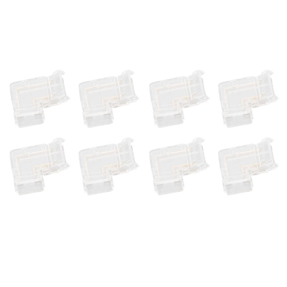 8pcs Solderless COB Connector Transparent L Shaped Connector For Double Color LED Strips