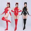 Sexy Women Cosplay Catsuit Latex PU Faux Leather High Cut Bodysuit Wet Look Shiny Zipper Open Crotch Sexy Tights Elastic Leotard
