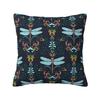 Custom Luxury Funny Colorful Dragonfly Sofa Cushion Cover Soft Pillow Case Home Decor