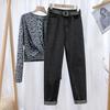 Women's Plush High-Waist Harem Jeans - Slim, Thick, Warm, Carrot Pants, Small Size, Nine-Point Length