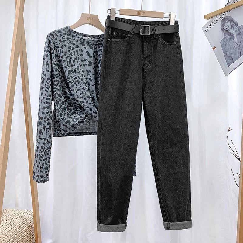 Women's Plush High-Waist Harem Jeans - Slim, Thick, Warm, Carrot Pants, Small Size, Nine-Point Length