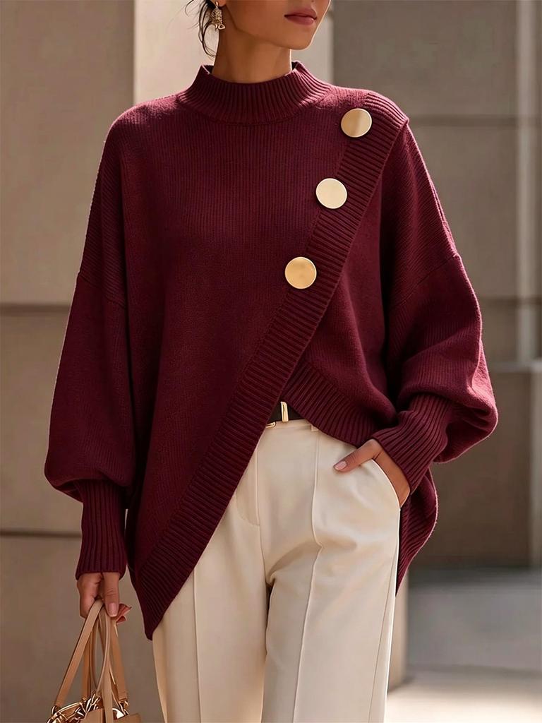 Autumn/Winter Women's Elegant Irregular Long Sleeve Sweater