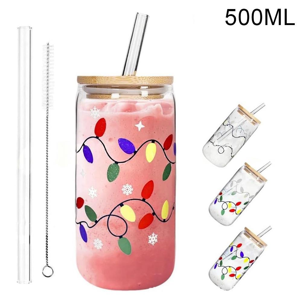 380ml/500ml/600ml Color Changing Christmas Cup Reusable Travel Mug for Iced Coffee, Smoothie, Cocktail, Xmas Party Decor Gifts