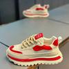 Spring and Autumn New Thick-soled Leather-faced Breathable Dad Shoes Lace-up Light Luxury Sports and Leisure Shoes Xlz