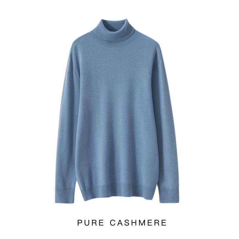 Men's Seamless High Neck 100% Cashmere Sweater - Versatile Autumn/Winter Knitwear