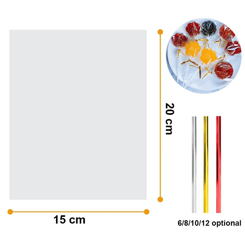 50/100 peças de sacos de celofane transparentes, sacos plásticos opp transparentes, pirulitos de doces, biscoitos, sacos de embrulho para presente, suprimentos de panificação para lembrancinhas de festa