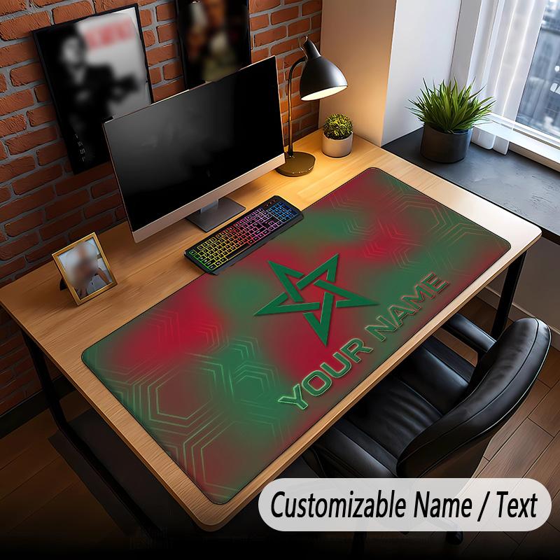 Large Mouse Pad Morocco Football Print Custom Name Text Desk Mat for Office Gaming