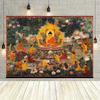 VIKAMA Buddhas Preaching Thangka Tapestry Lotus Garden Scene Wall Hanging For Prayer Room Tea Room Living Room Decor Cultural
