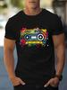 Black Unisexs Summer Tee Vintage Color Graffiti Cassette Tape Print Short Sleeve Casual Street T Shirt For Retro Music Hip Hop Fans