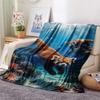 1PC Floral Water Scene Print FlAannel Blanket, High quality Comfortable for All Seasons, Home Decor, Warmth and Comfort