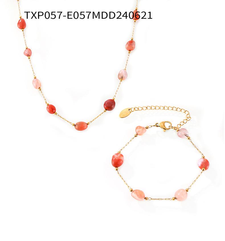 Elegant Chinese-Style Agate & Titanium Steel Beaded Jewelry Set