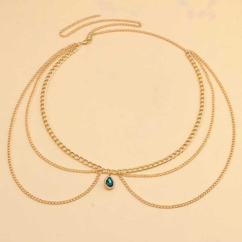 Metallic Body Chain For Women Men With Rhinestone Decoration For Summer Fashion