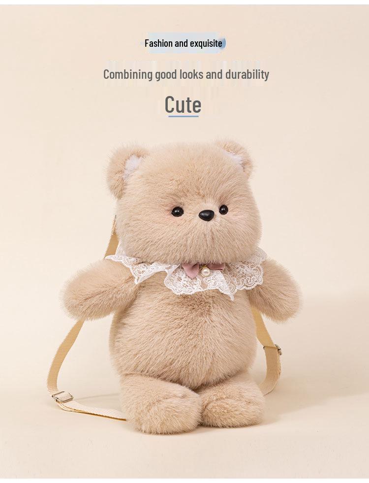 Zaino peluche Duo Gatto e Pecora che Corrono con Bambole Orso e Ape