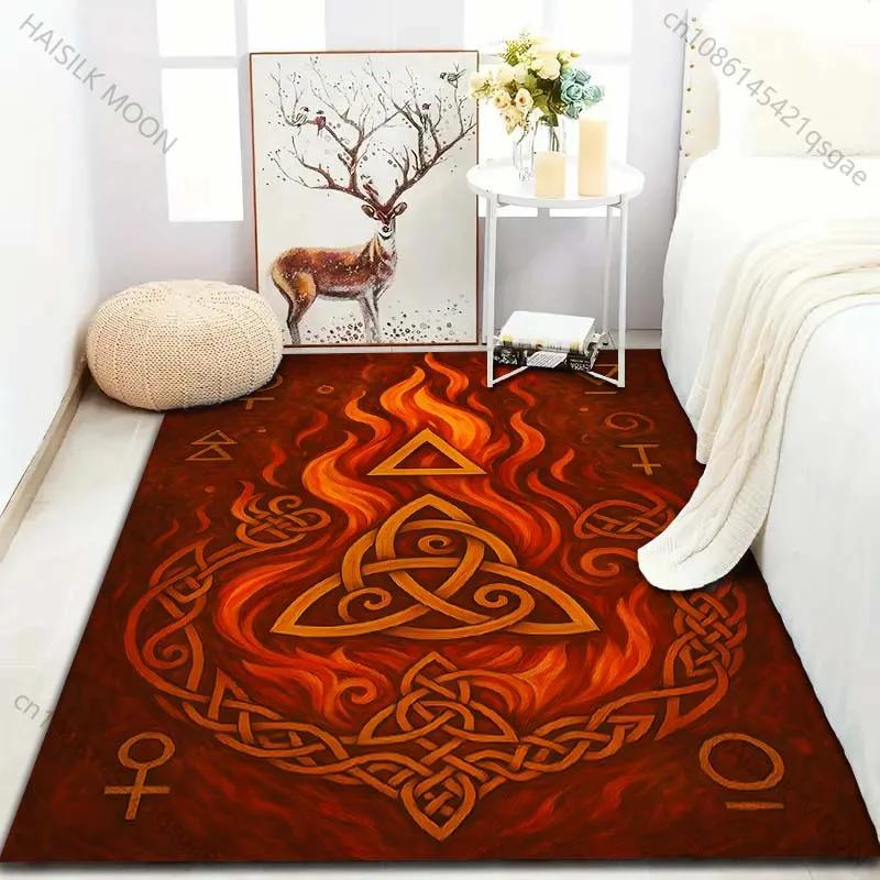 1PC Celtic Runes and Flames Pattern Carpet Bedroom Living Room Bedside Sofa Floor Mat Modern Home Decor Area Rug Large Size GIFT