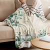 Fall Throw Blanket Green Pumpkin Blankets and Throws Soft Cozy Flannel Fleece Eucalyptus Leaves Branch Blanket for Couch Bed Sofa Chair Autumn