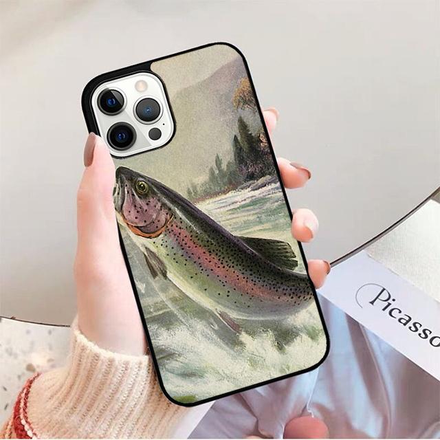 Braune Forelle Fliegenfischen Handyhülle für iPhone 17 Air 16 16e 15 Plus für Apple 13 11 12 14 Pro Max Hülle coque fundas