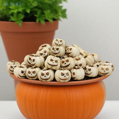 20 Pcs Halloween New Resin White Small Pumpkin Outdoor Planter Ghost Paving Stone Decoration