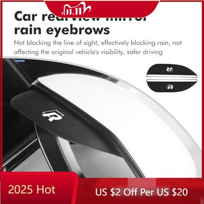 2026 Hot Sticker 2pcs Car Rearview Mirror Rain Eyebrow Stickers Cover Protector For Volkswagen VW Golf Polo 4 5 6 Passat B5 B6 B