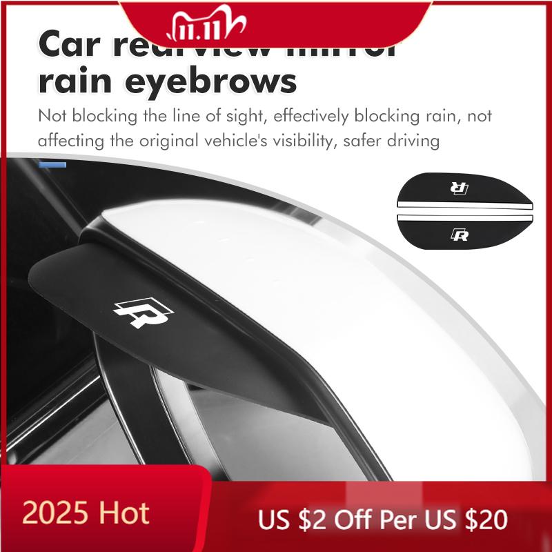 2026 Hot Sticker 2pcs Car Rearview Mirror Rain Eyebrow Stickers Cover Protector For Volkswagen VW Golf Polo 4 5 6 Passat B5 B6 B
