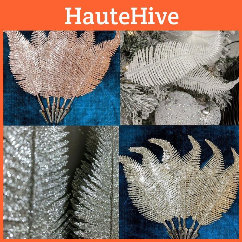 X6 Christmas Tree Decoration Clip On Feather Glitter Baubles Xmas Ornament 22cm