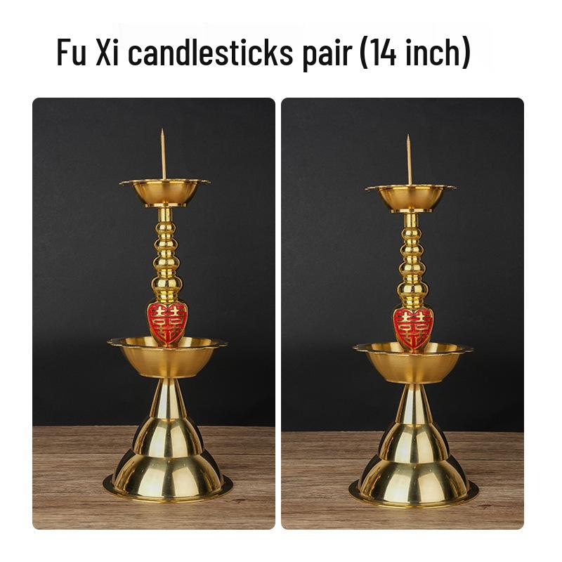 Retro Pure Copper Candlestick for Spring Festival or Weddings