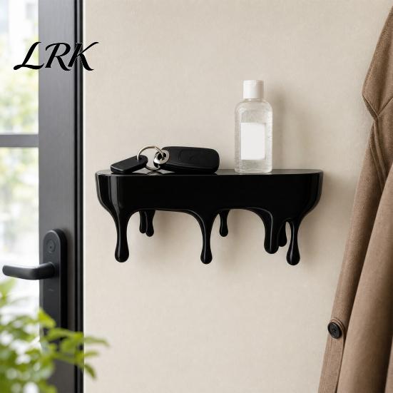 Black Floating Shelf Melting Dripping Wall Shelf, 3D Printed Fun Creative Decor Display for Home Storage Living Room