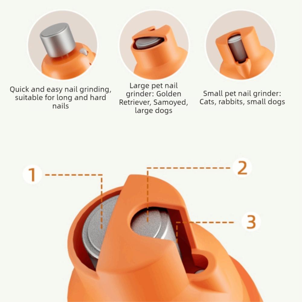 Portable Electric Pet Nail File Carrot Shape Two Speed Settings Pet Nail Grinder Quiet Operation Pet Toenail For Dogs Cats