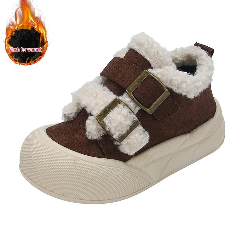 Lambswool Kids' Dopamine Cotton Shoes 2025: Winter Velvet-Lined, Anti-Kick, Warm Fur for Boys & Girls