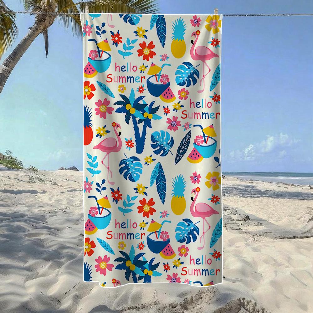 

Flamingo Beach Scene Beach Towel, Soft Quick-Drying, Perfect For Portable Outdoor Travel, Swimming, Camping And Summer Beach W30*H60(CM)