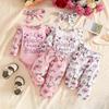 2026 Herbst Baby Mädchen Rüschenärmel Strampler & Schleife Langhose Set