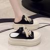 Muffin thick-soled heightening little white shoes bag head half slippers women's 2025 new spring and autumn one-pedal office casual board shoes